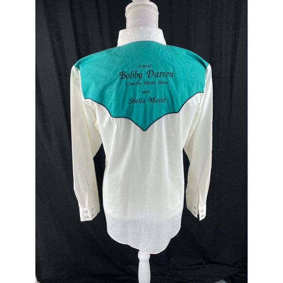 Ely Country Charmers M Western Embroidered Pearl Snap Vtg 80s Shirt Bobby Darren - Picture 1 of 12